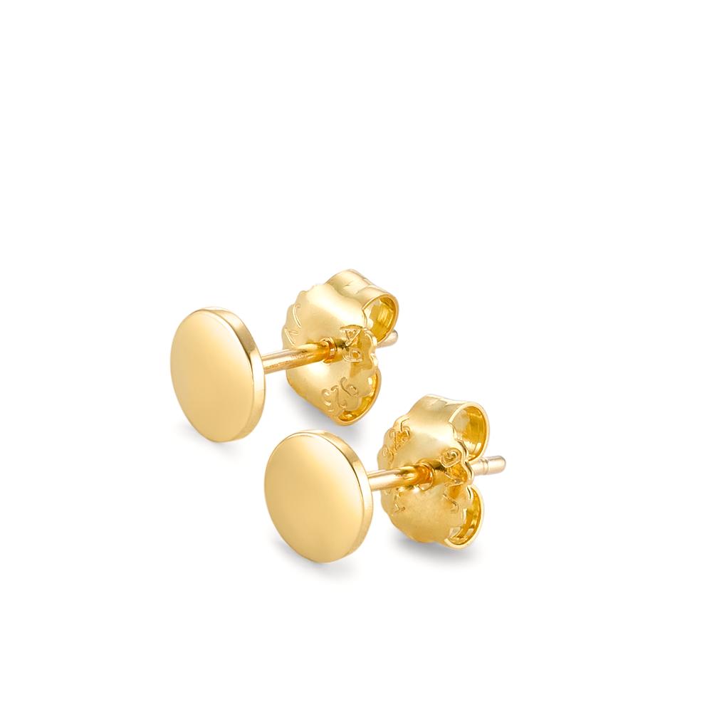 Stud earrings Silver Yellow Gold plated Ø6 mm