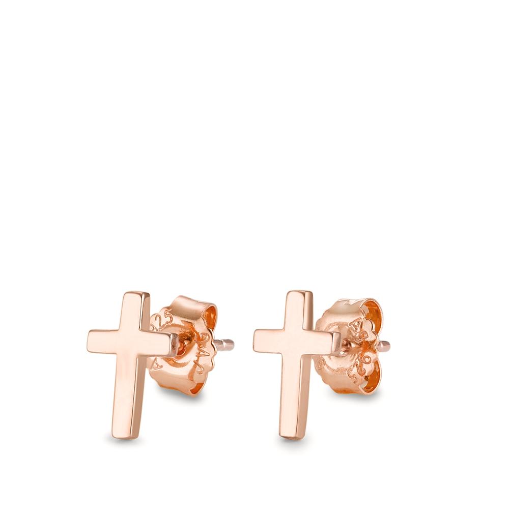 Stud earrings Silver Rose Gold plated Cross