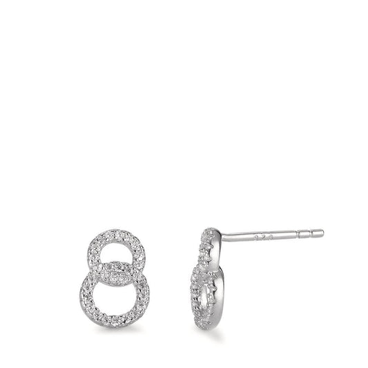 Stud earrings Silver Zirconia Rhodium plated