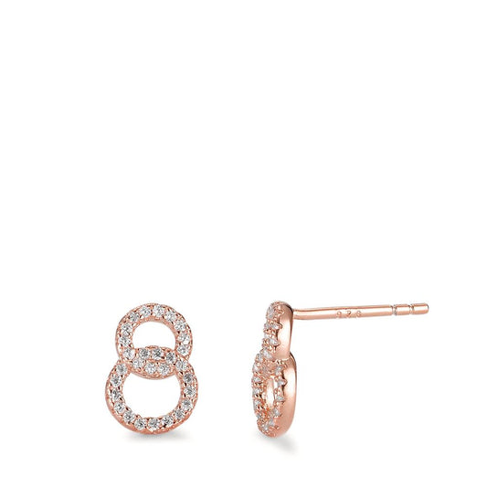 Stud earrings Silver Zirconia Rose Gold plated