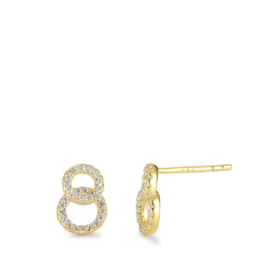 Stud earrings Silver Zirconia Yellow Gold plated