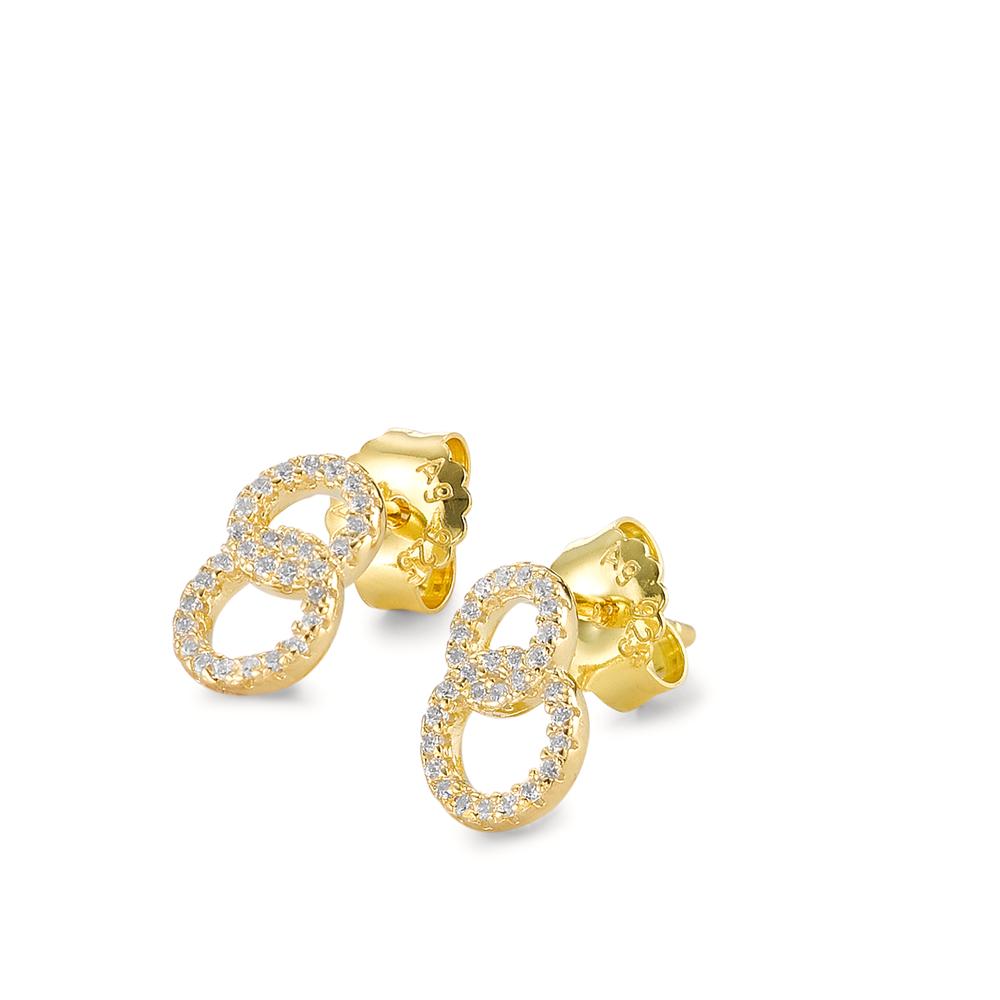 Stud earrings Silver Zirconia Yellow Gold plated