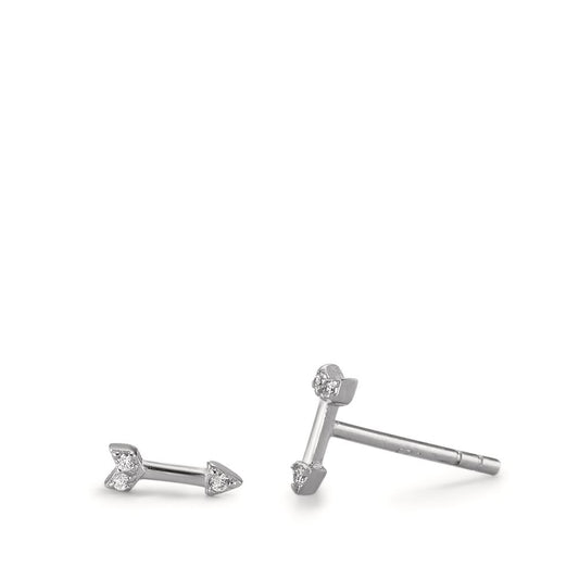 Stud earrings Silver Zirconia 6 Stones Rhodium plated Arrow