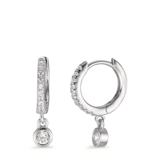 Hinged hoop Silver Zirconia 20 Stones Rhodium plated