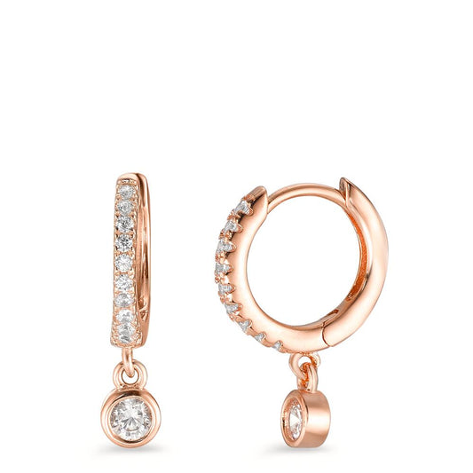 Hinged hoop Silver Zirconia 20 Stones Rose Gold plated