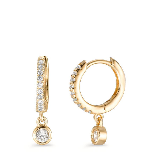 Hinged hoop Silver Zirconia 20 Stones Yellow Gold plated