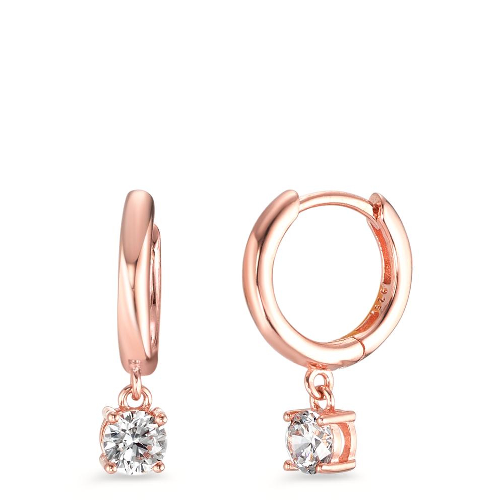 Hinged hoop Silver Zirconia 2 Stones Rose Gold plated