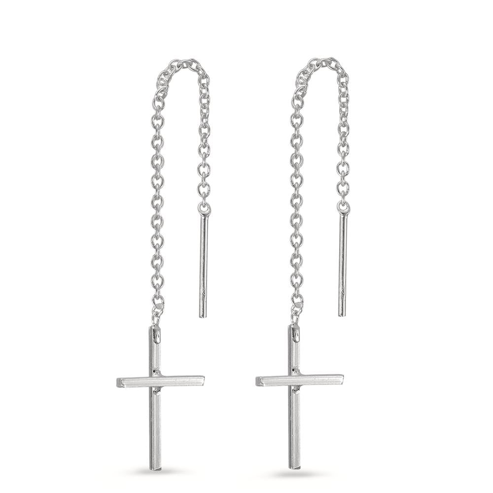 Threader Earrings Silver Cross