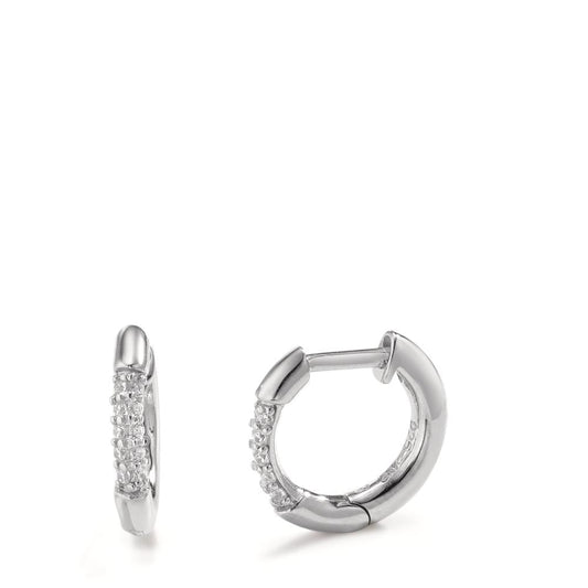 Hinged hoop Silver Zirconia 10 Stones Rhodium plated