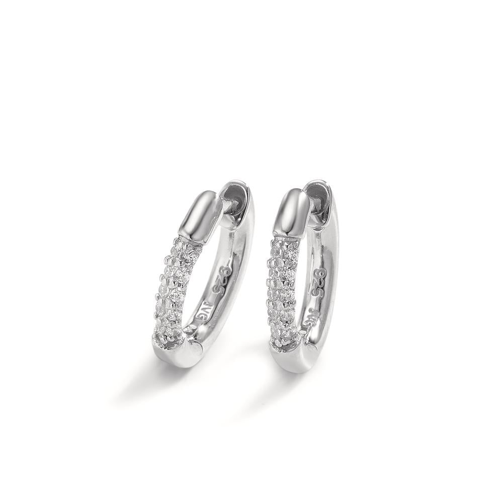 Hinged hoop Silver Zirconia 10 Stones Rhodium plated