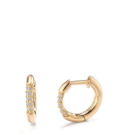 Hinged hoop Silver Zirconia 10 Stones Yellow Gold plated