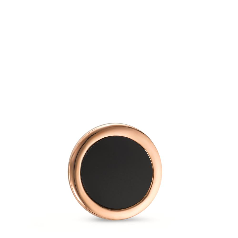 Pendant Silver Onyx Rose Gold plated Ø13 mm