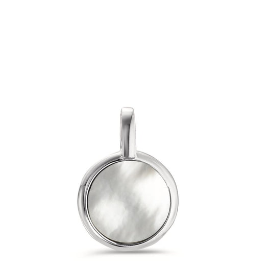 Pendant Silver Rhodium plated Mother of pearl Ø14 mm