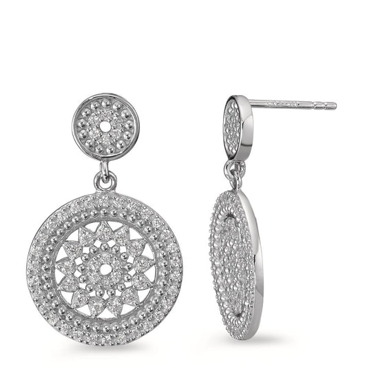 Drop Earrings Silver Zirconia Rhodium plated Ø15 mm