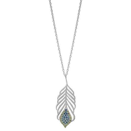 Necklace Silver Zirconia Rhodium plated Feather 40-45 cm