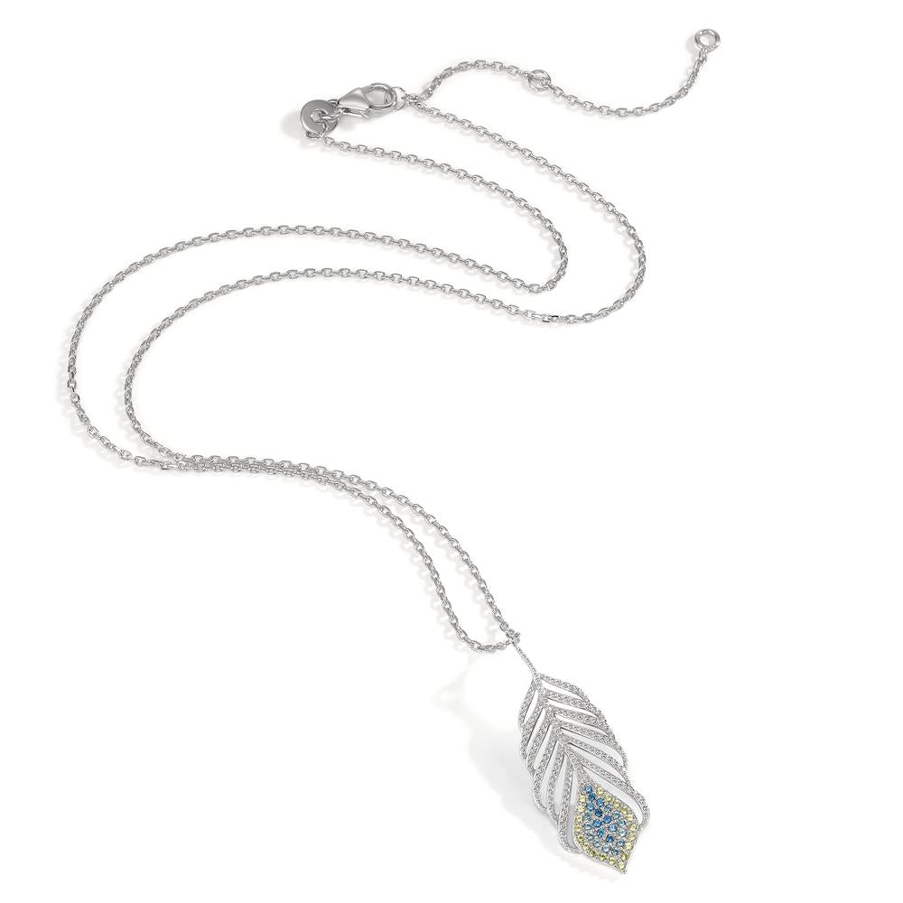 Necklace Silver Zirconia Rhodium plated Feather 40-45 cm