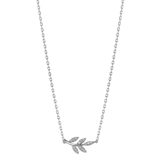 Necklace Silver Zirconia 15 Stones Rhodium plated Leaf 40-45 cm