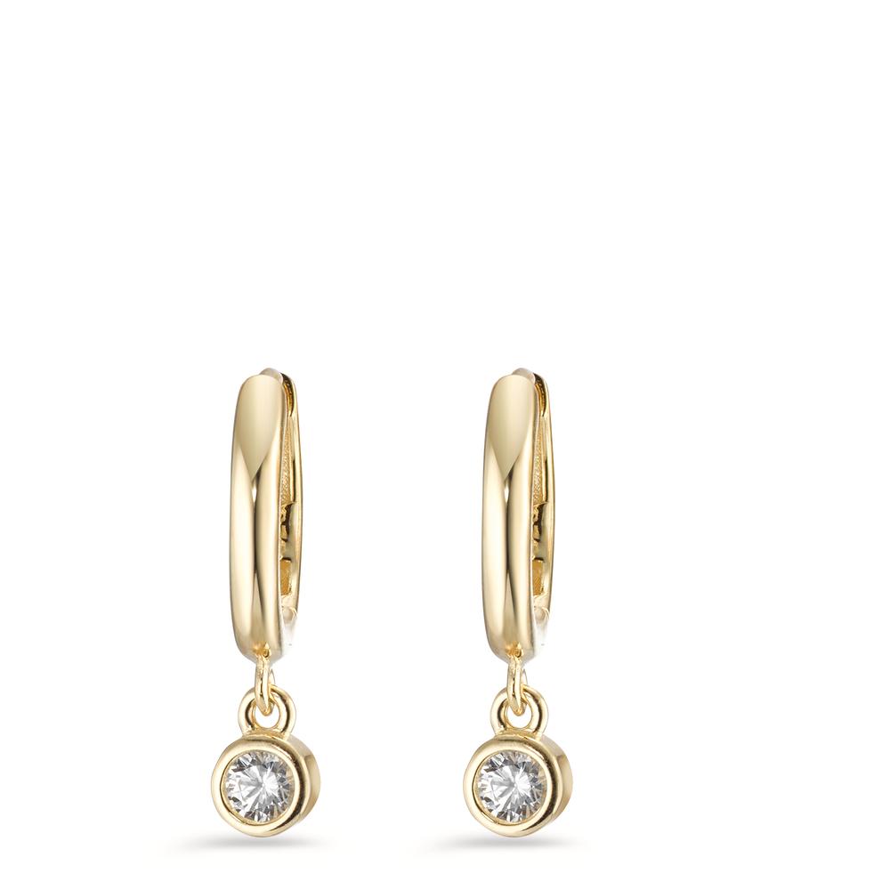 Hinged hoop Silver Zirconia 2 Stones Yellow Gold plated Ø8 mm