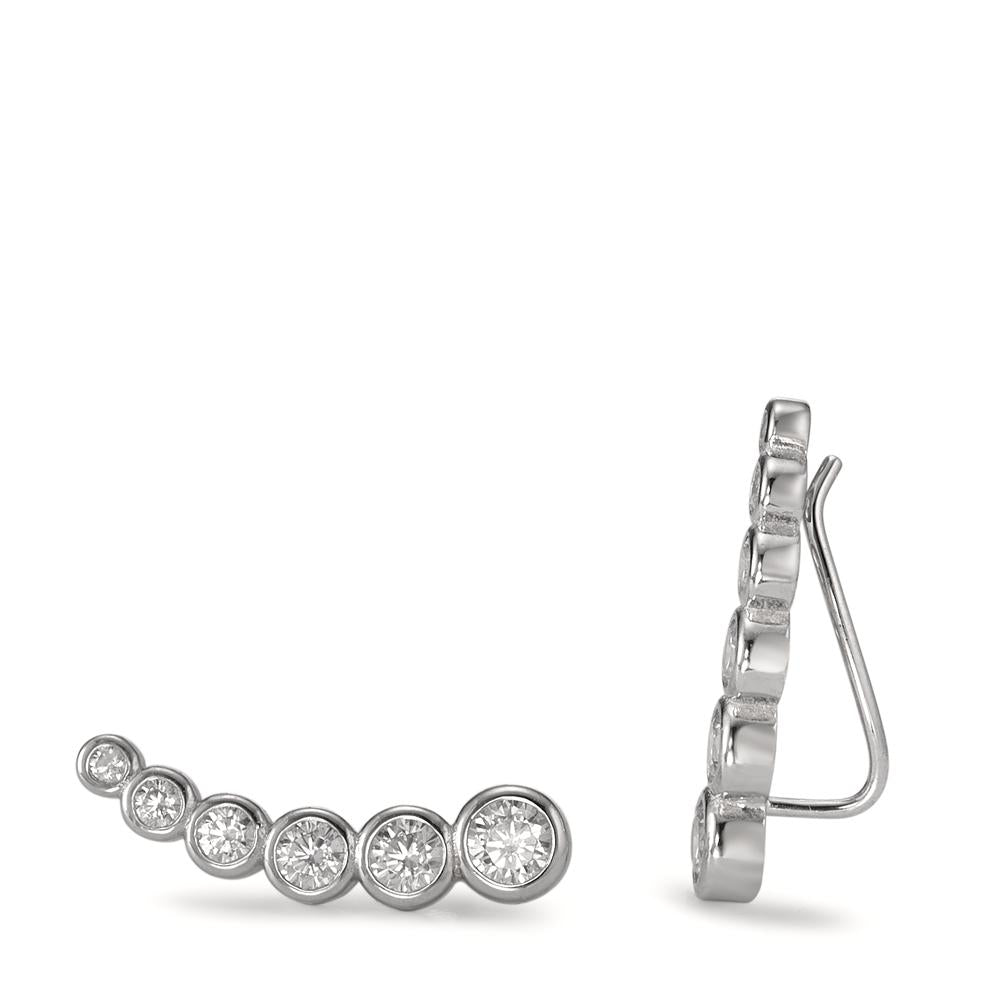 Ear Climber Silver Zirconia 12 Stones Rhodium plated