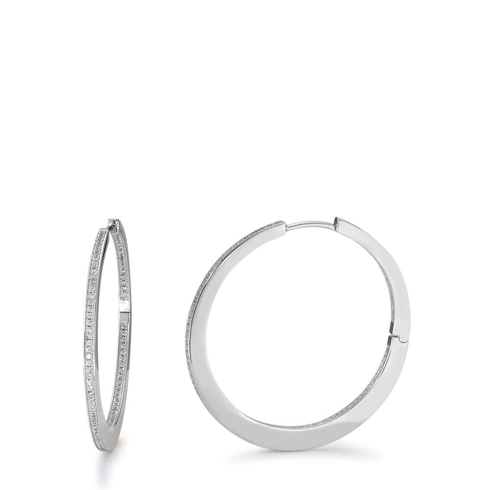 Hinged hoop Silver Zirconia Rhodium plated