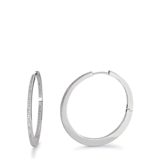 Hinged hoop Silver Zirconia Rhodium plated