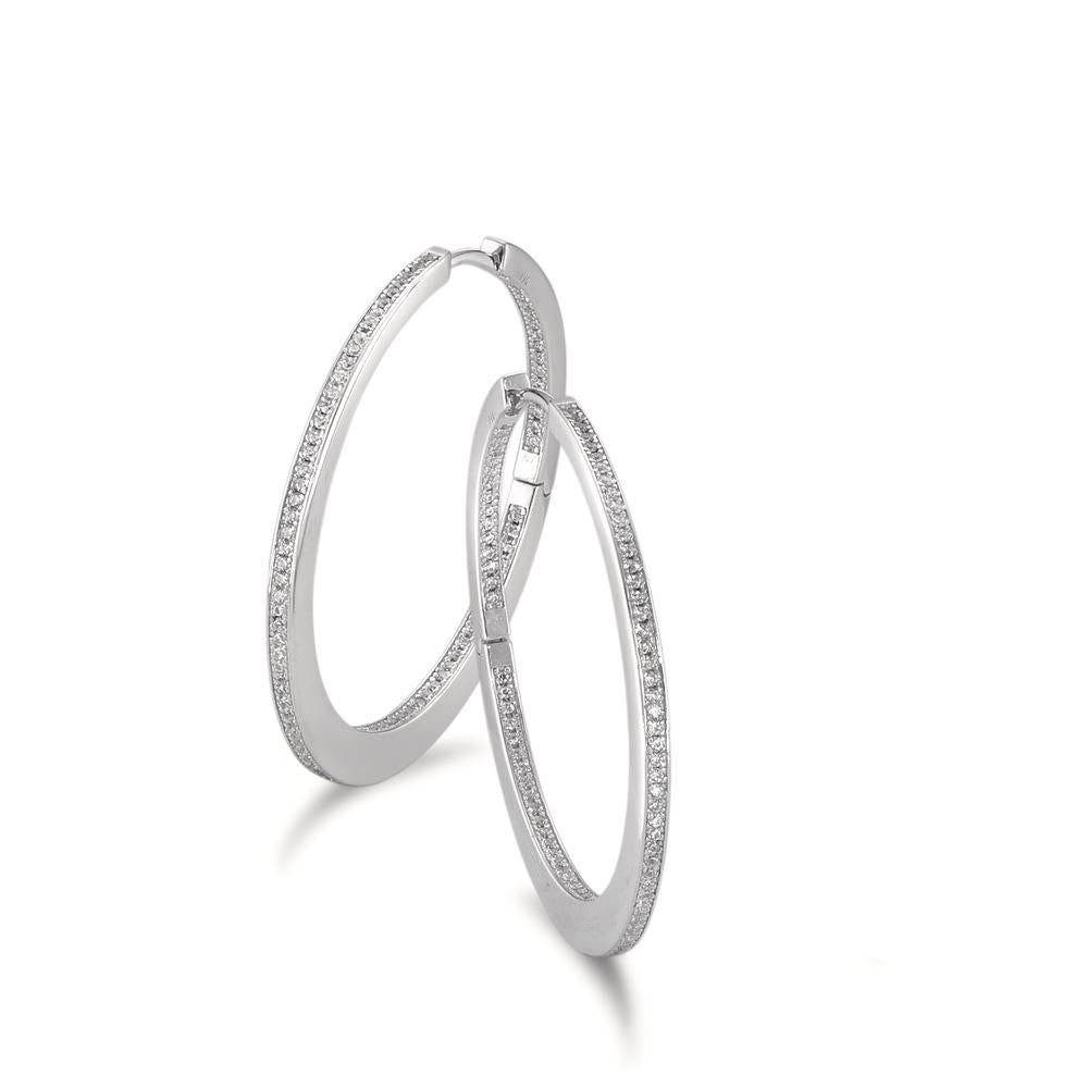 Hinged hoop Silver Zirconia Rhodium plated