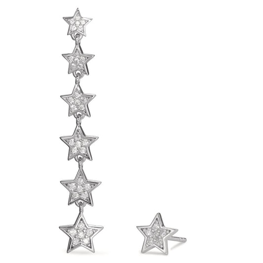 Drop Earrings Silver Zirconia Rhodium plated Star Ø8.5 mm