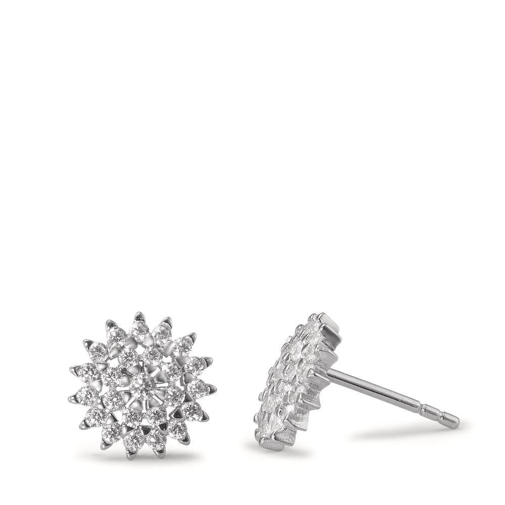 Stud earrings Silver Zirconia Rhodium plated Ø9.5 mm