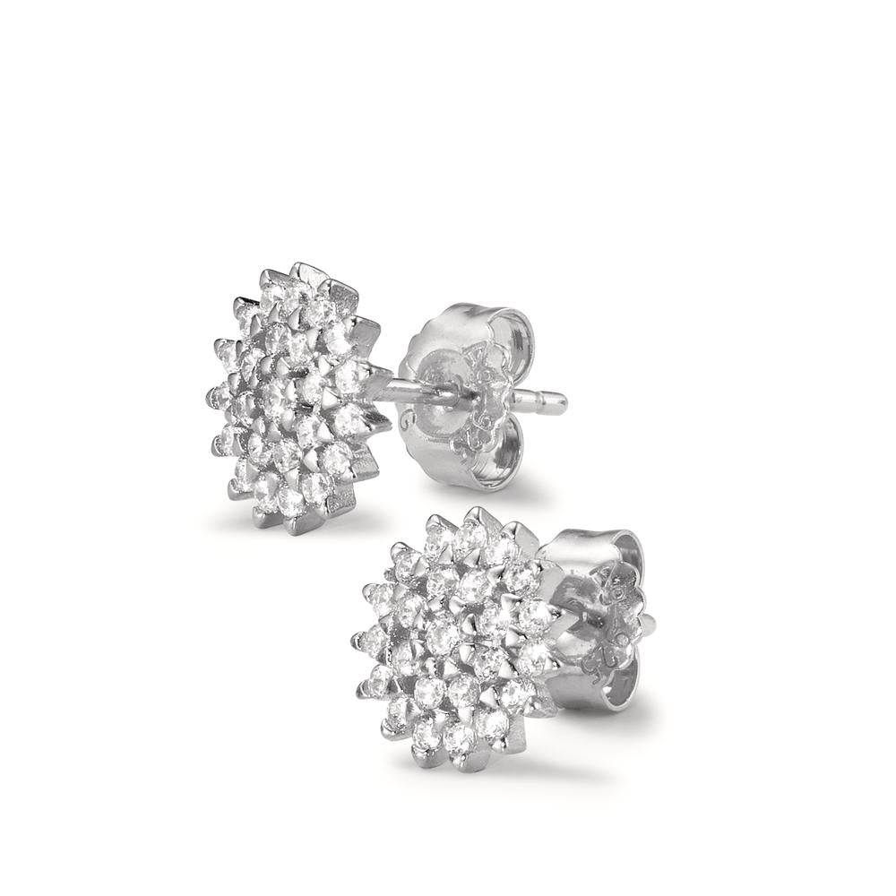 Stud earrings Silver Zirconia Rhodium plated Ø9.5 mm