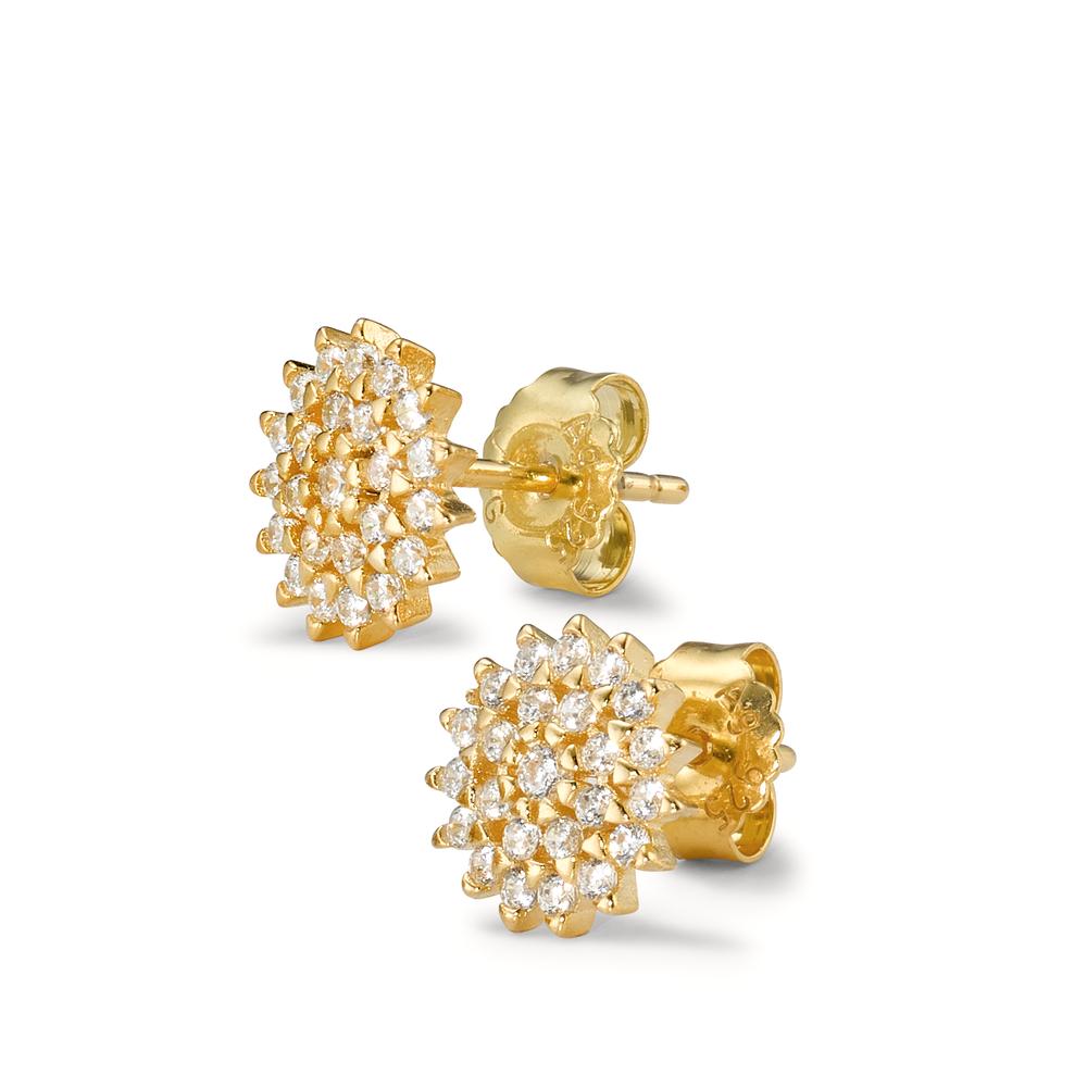 Stud earrings Silver Zirconia Yellow Gold plated Ø9.5 mm