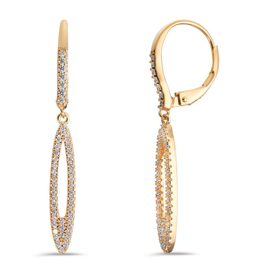 Drop Earrings Silver Zirconia Yellow Gold plated