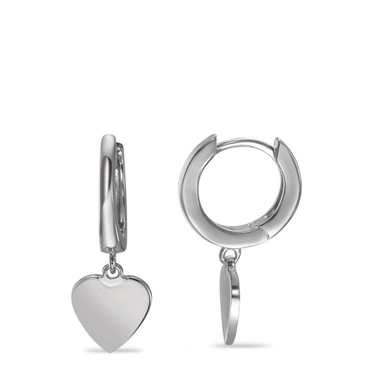 Hinged hoop Silver Rhodium plated Heart Ø8 mm