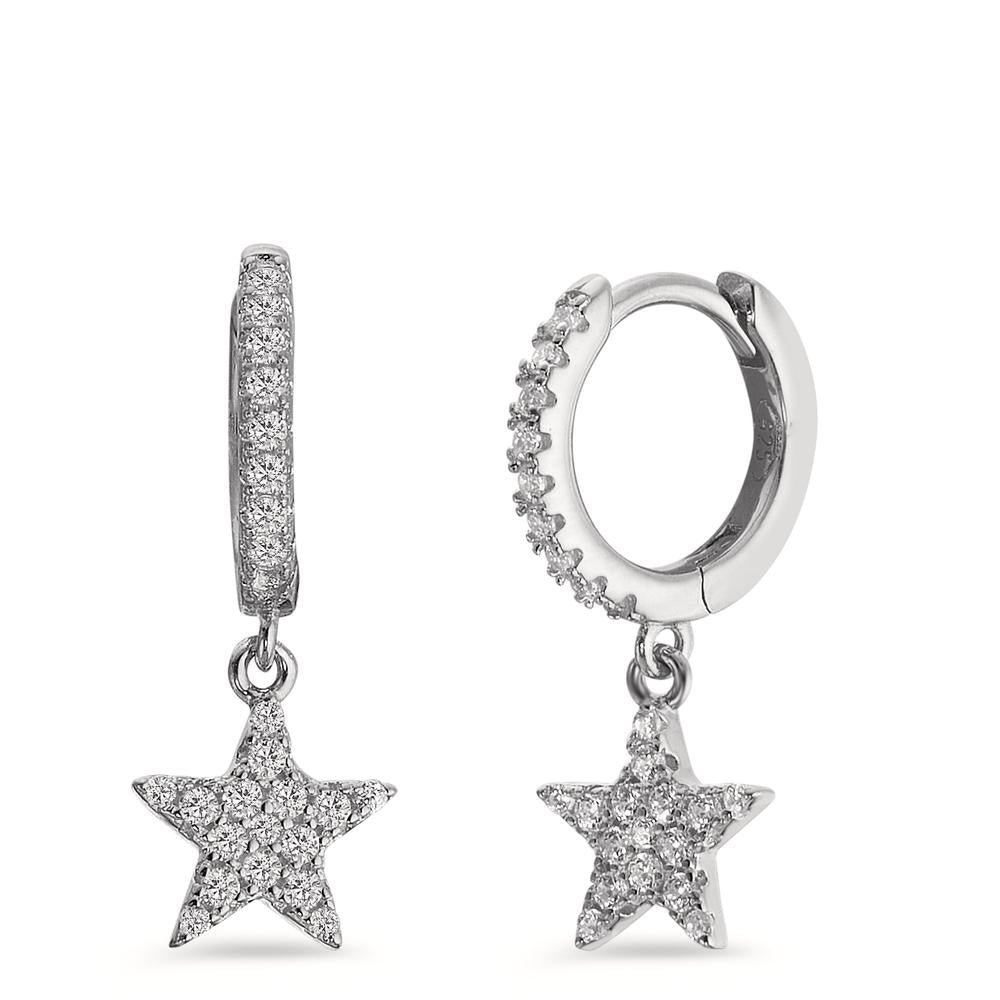 Hinged hoop Silver Zirconia Rhodium plated Star