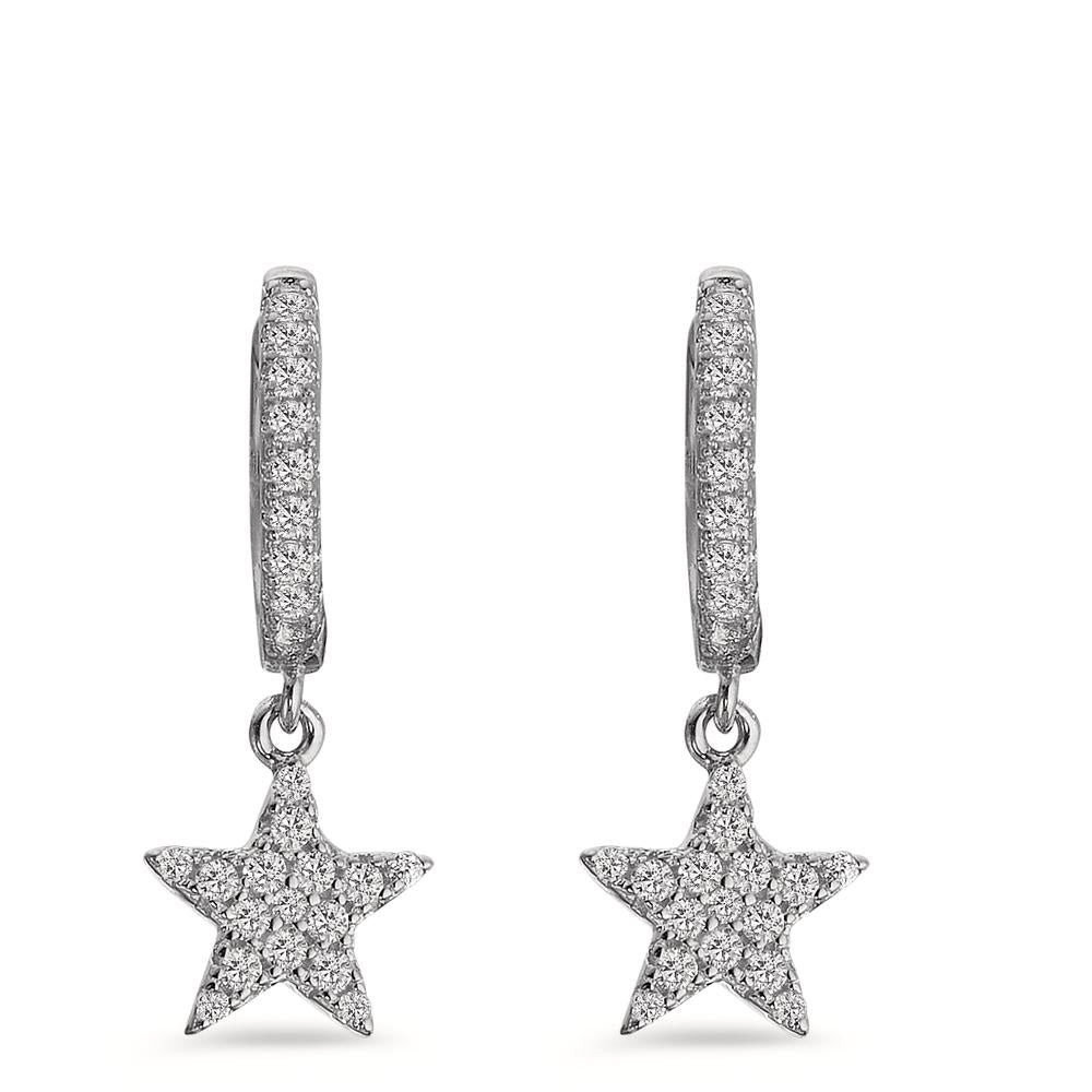 Hinged hoop Silver Zirconia Rhodium plated Star