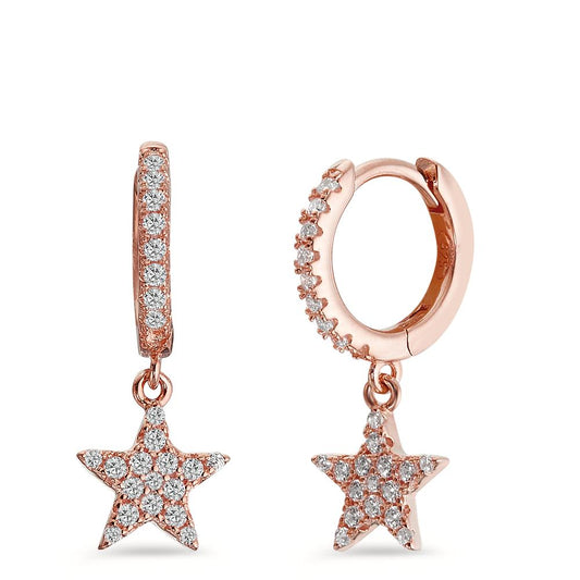 Hinged hoop Silver Zirconia Rose Gold plated Star