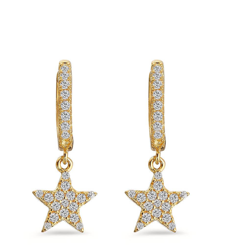 Hinged hoop Silver Zirconia Yellow Gold plated Star