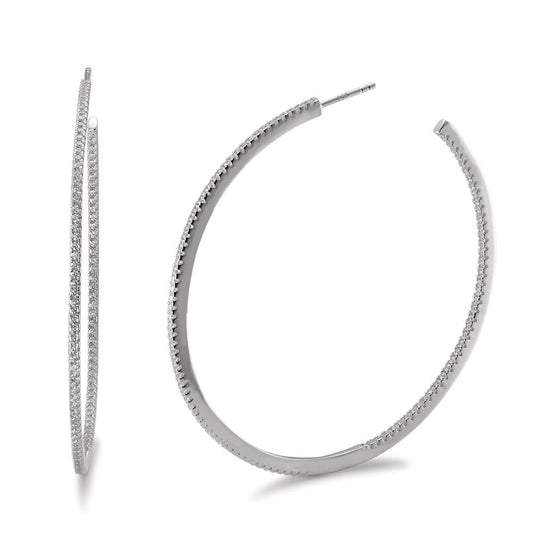 Hoop earrings Silver Zirconia Rhodium plated