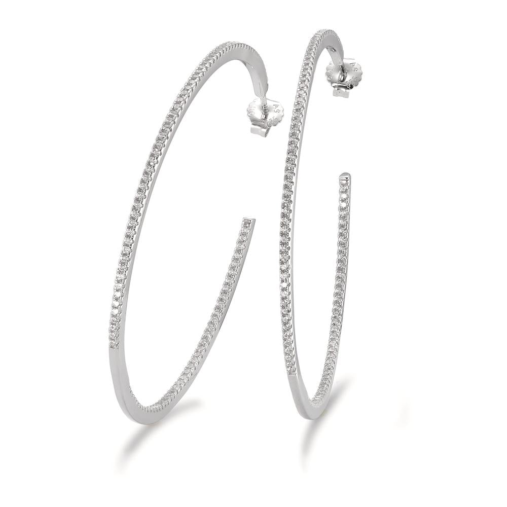 Hoop earrings Silver Zirconia Rhodium plated