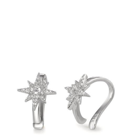 Ear Cuff Silver Zirconia Rhodium plated Star Ø15 mm