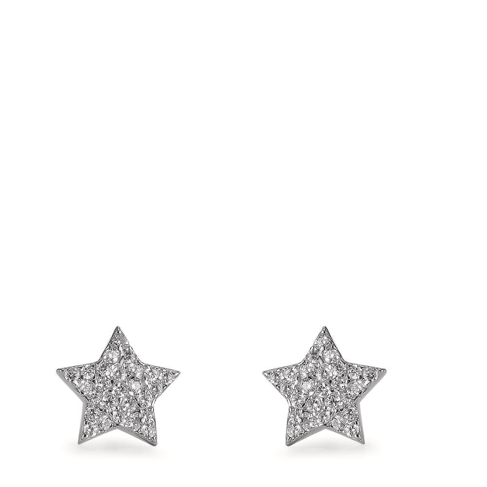 Stud earrings Silver Zirconia Rhodium plated Star Ø8.5 mm