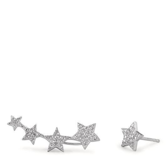 Earrings Silver Zirconia Rhodium plated Star Ø8 mm