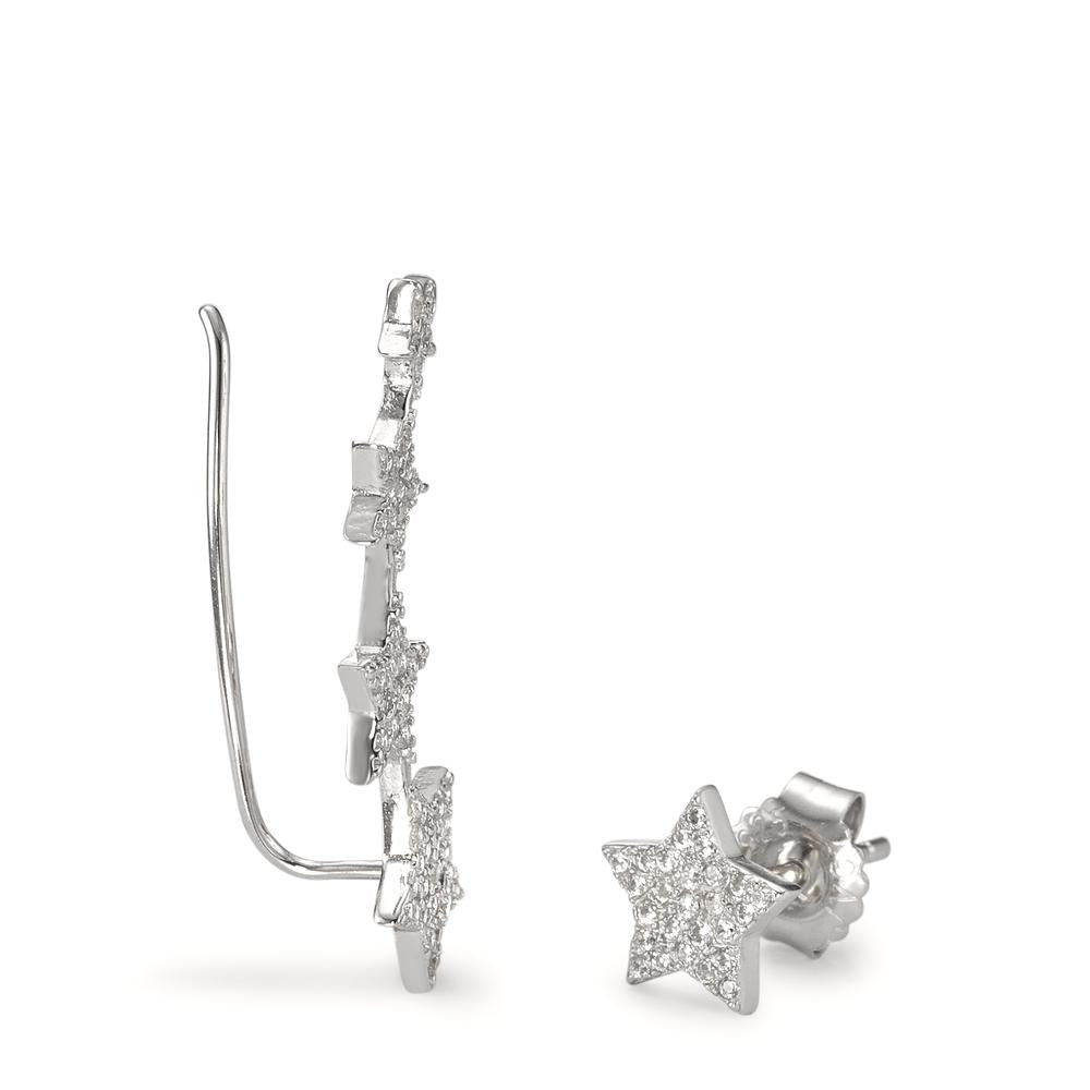 Earrings Silver Zirconia Rhodium plated Star Ø8 mm