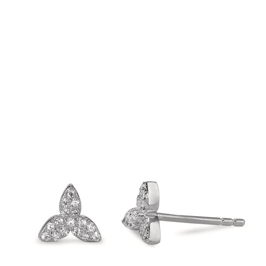 Stud earrings Silver Zirconia Rhodium plated Ø7 mm