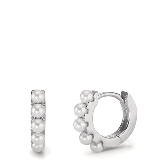 Hinged hoop Silver Rhodium plated Shining pearls