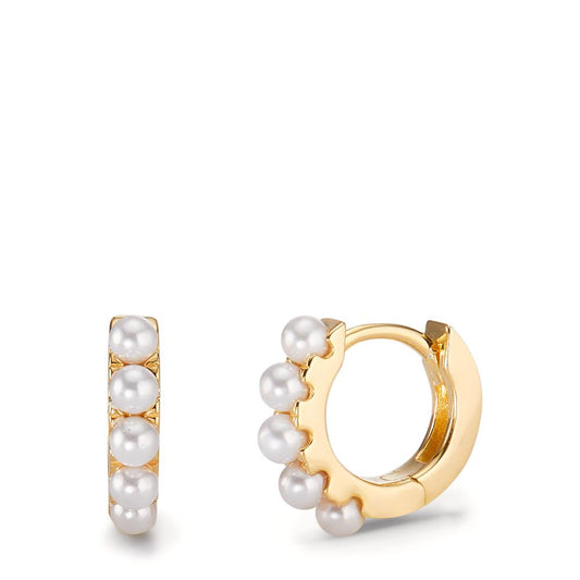 Hinged hoop Silver Yellow Gold plated Shining pearls