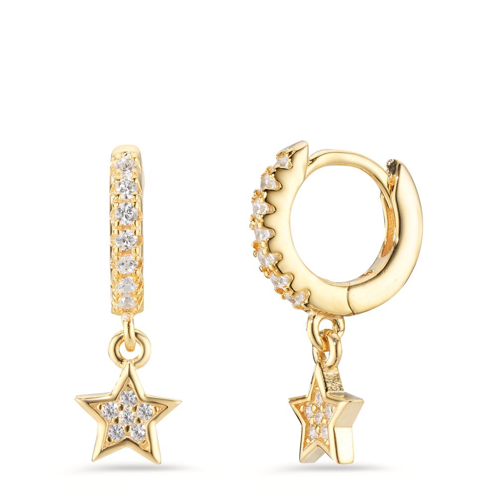 Hinged hoop Silver Zirconia Yellow Gold plated Star