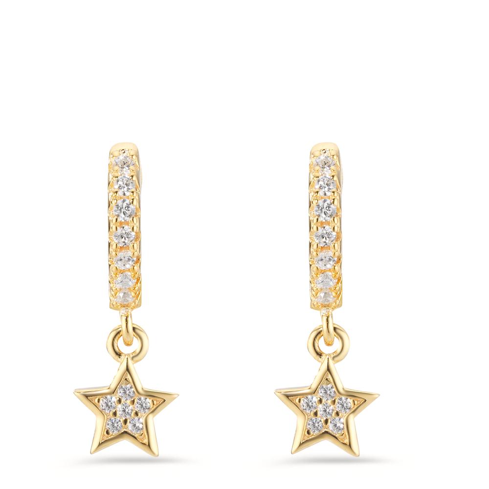 Hinged hoop Silver Zirconia Yellow Gold plated Star