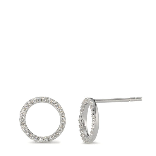 Stud earrings Silver Zirconia Rhodium plated Ø10 mm