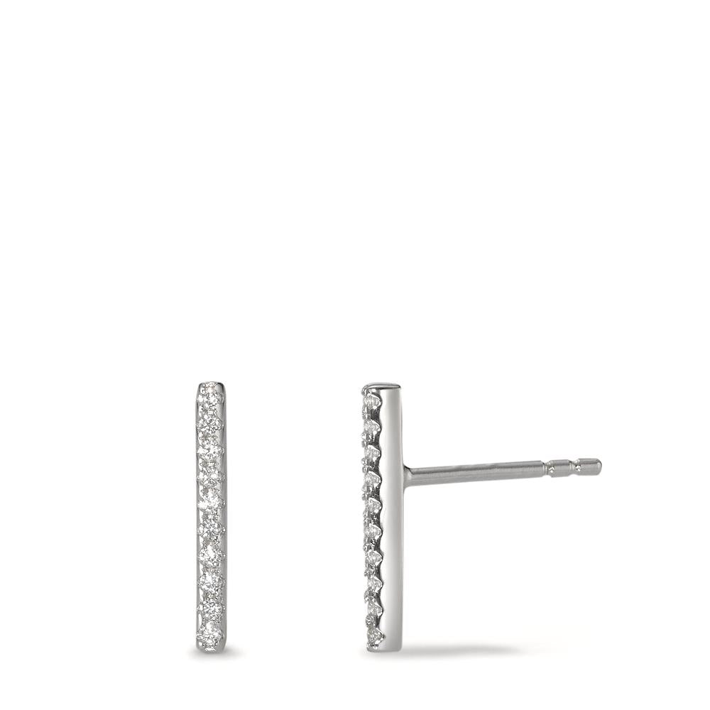 Stud earrings Silver Zirconia 20 Stones Rhodium plated