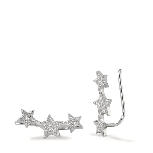 Ear Climber Silver Zirconia Rhodium plated Star